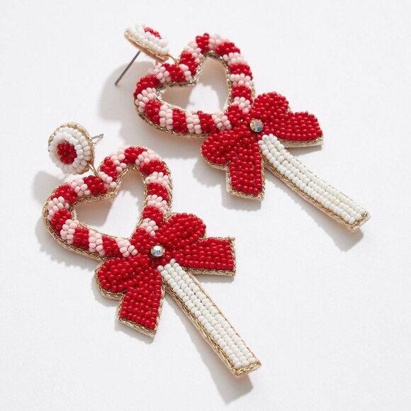 Valentine's Day Heart Wand Seed Beads Earrings - Picture 1 of 3